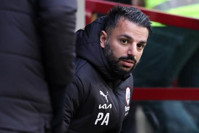 Barnsley manager Poya Asbaghi during the Emirates FA Cup third round match against Barrow at Oakwell. Isaac Parkin/PA Wire.