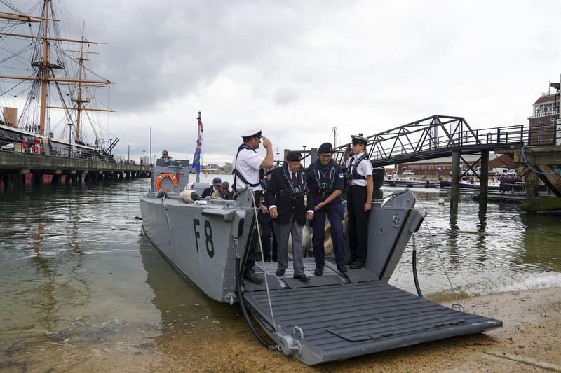 D-Day veterans are welcomed to the Portsmouth Historic Dockyard to commemorate the 77th anniversary of the Normandy Landings. Picture date: Sunday June 6, 2021. Picture: Steve Parsons/PA Wire
