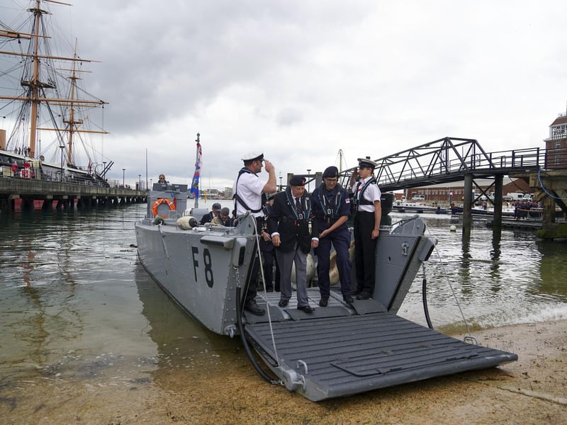 D-Day veterans are welcomed to the Portsmouth Historic Dockyard to commemorate the 77th anniversary of the Normandy Landings. Picture date: Sunday June 6, 2021. Picture: Steve Parsons/PA Wire