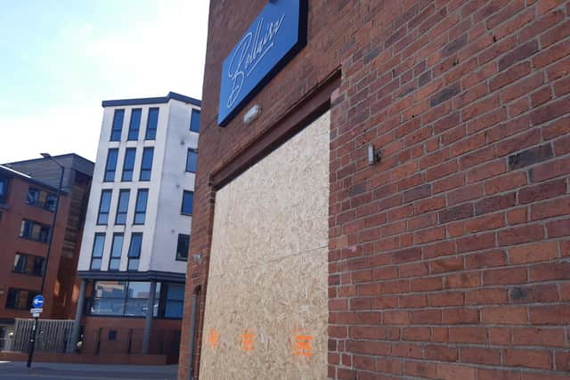 Bellairz nightclub on Shoreham Street, Sheffield, is boarded up following a crash in which police believe a car was deliberately driven at a group of people before hitting the building in the early hours of Sunday, July 10