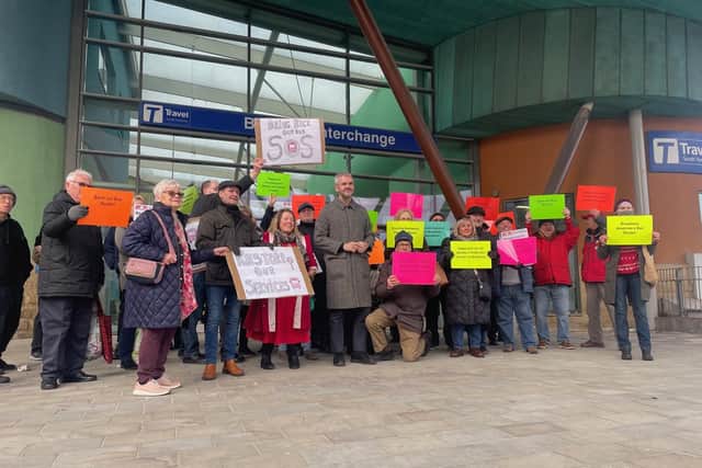 Bus users held a demonstration outside Barnsley Interchange on January 24 to call on Stagecoach to reinstate the 43 and 44 services
