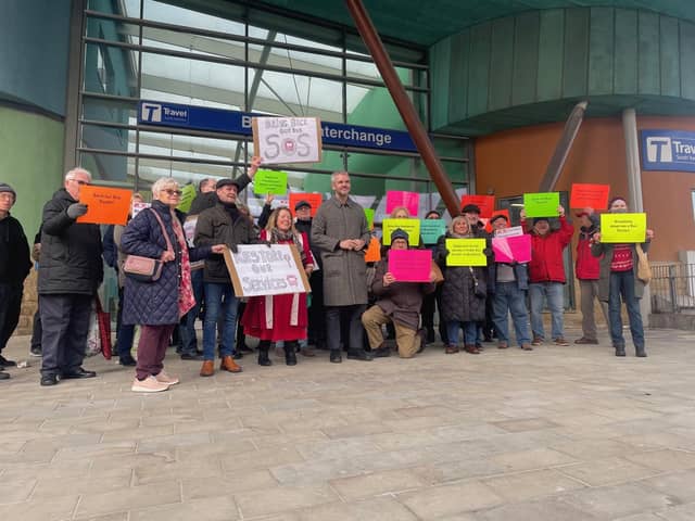 Bus users held a demonstration outside Barnsley Interchange on January 24 to call on Stagecoach to reinstate the 43 and 44 services