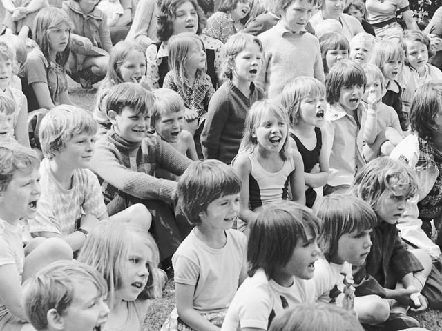The young audience enjoying a magic show in Wilton Park, July 1986.