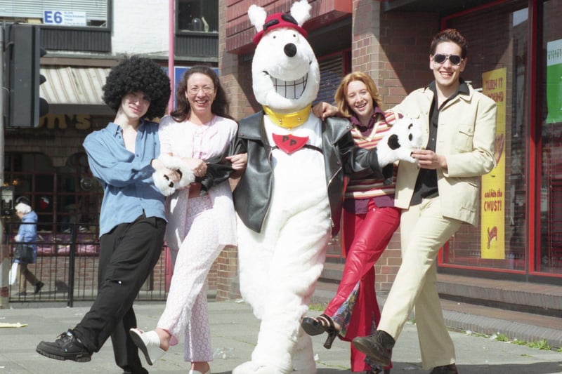 Sunderland pizza restaurant, Pizza Hut, in Waterloo Place, will be hosted a 70s night including fancy dress to raise funds for the NSPCC charity.  Pictured with Pizza Pooch were Mark Cain, Emma Gordon, Helen Errington,  and Jonny Burke.