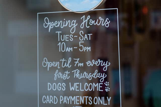 The shop's opening hours. Picture by Hayley Gell Photography