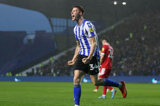 Sheffield Wednesday's Mark McGuinness celebrates after scoring his side's opener. (Barrington Coombs/PA Wire)