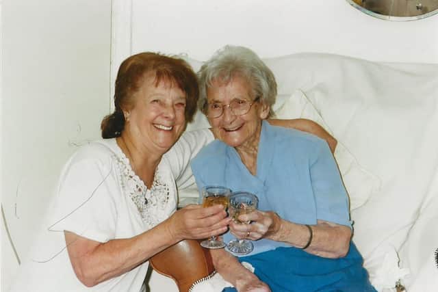June Shepherd with Mrs Taylor on her 100th birthday