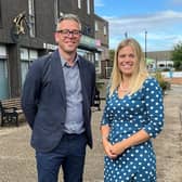 Howard Varns, programme manager from Sheffield Council, with Miriam Cates, MP for Penistone and Stocksbridge and co-chair of the Towns Fund Board.