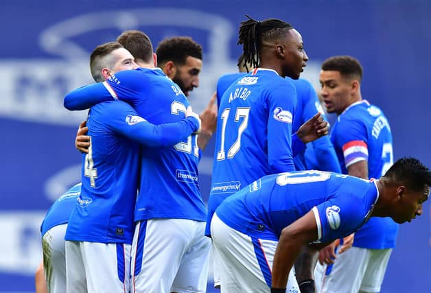 Rangers celebrate Ryan Kent's opener