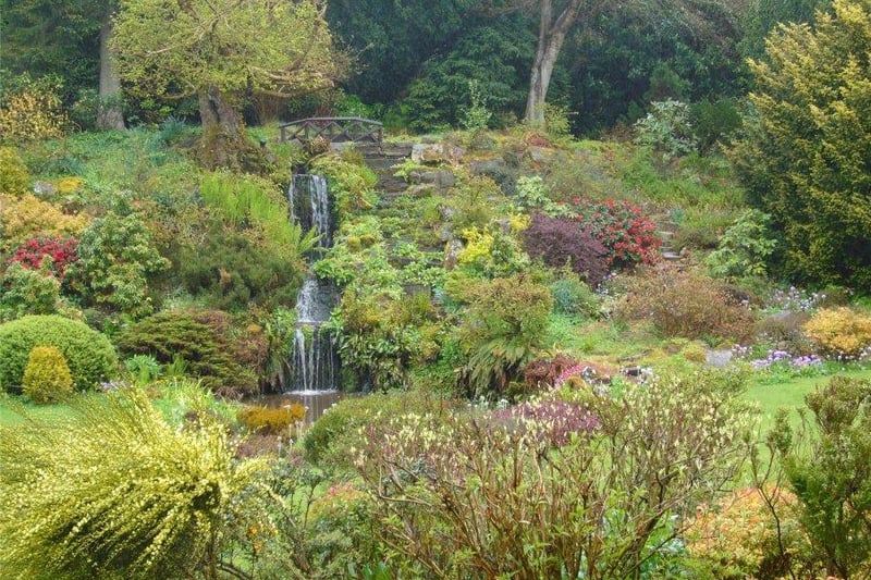 Waterfall and pond.