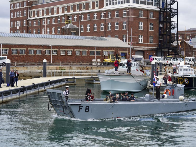 D-Day veterans are welcomed to the Portsmouth Historic Dockyard to commemorate the 77th anniversary of the Normandy Landings. Picture date: Sunday June 6, 2021. PA Photo. Picture: Steve Parsons/PA Wire