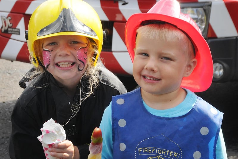 Tamzin Liddle and Nathan Fawkes enjoying an ice cream at the Sunderland Central Fire Station community open day.