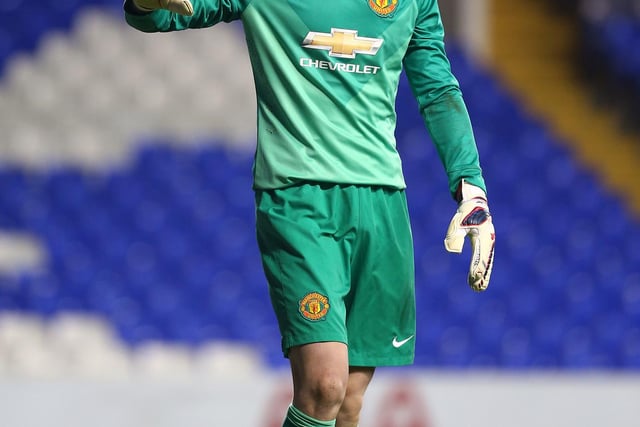Dean Henderson obviously hasn;t changed much but here he is playing for Manchester United during the FA Youth Cup Fifth Round match against Tottenham Hotspur at White Hart Lane on February 09, 2015. (Photo by Charlie Crowhurst/Getty Images)