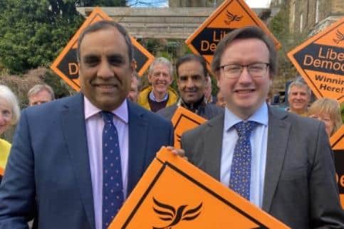 Councillors Shaffaq Mohammed, leader of Sheffield Liberal Democrats, and Joe Otten, candidate for the South Yorkshire Mayor, on the campaign trail.