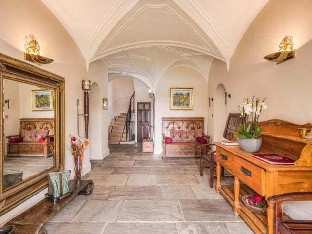 Who says castles are dark places? Inside we find a bright, welcoming interior.