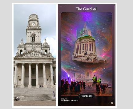 The Guildhall looks like it has been pulled straight from the world of Harry Potter here! Picture: WOBO Dream AI