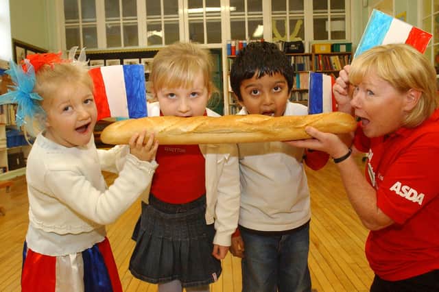 French day at East Boldon Infants in 2005. But who is pictured tucking in to the food?