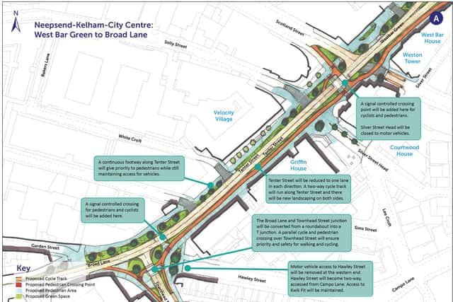 The proposed changes to Tenter Street under Connecting Sheffield.