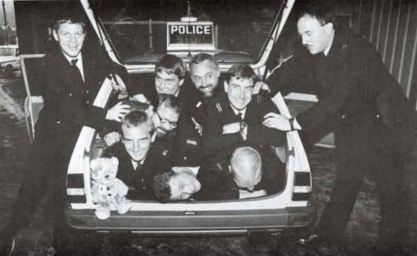 How many officers can you get into a Panda car? All in aid of a 'Children in Need' appeal.