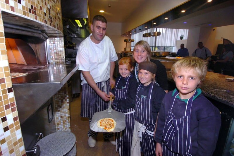 Totley Primary school  pupils were learning how to make pizzas back in 2008 at the Antibo restaurant. Seen Chef Youcf Ghile at the oven with pupils LtoR  Millie Hallatt, Sophie Henderson, and Joshua Jex. With them is the class teacher Nicola Wileman.