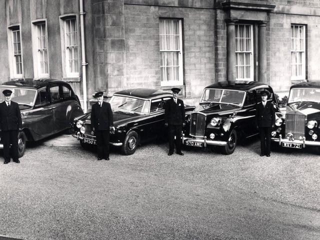 Steel firm chauffeurs, left to right: Cyril Oliver ( Firth Vickers), Albert Dawson (United Steels), Oliver Broomhead (English Steel Corporation) and Harold Brown (United Steels) - October 1, 1962