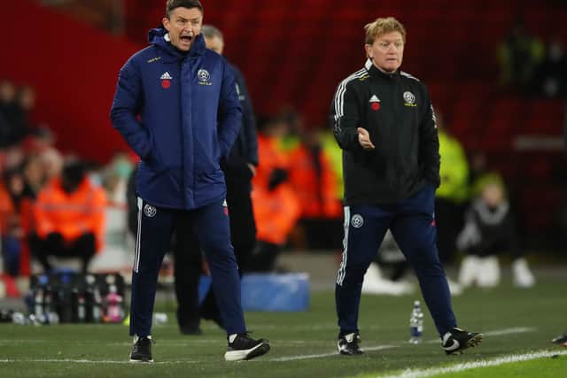 Paul Heckingbottom, the Sheffield United manager, and Stuart McCall (right): Simon Bellis / Sportimage