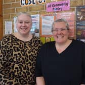 Caron Britton, left, and Jayne Mason at S12 Community Pantry in Scowerdons Community Centre, Wickfield Grove, Sheffield - they led a successful campaign to get a zebra crossing installed on Birley Spa Lane. Picture: Julia Armstrong, LDRS