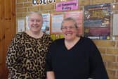Caron Britton, left, and Jayne Mason at S12 Community Pantry in Scowerdons Community Centre, Wickfield Grove, Sheffield - they led a successful campaign to get a zebra crossing installed on Birley Spa Lane. Picture: Julia Armstrong, LDRS