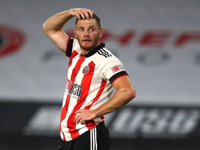 Jack O'Connell of Sheffield Utd reacts at the final whistle during the Premier League match agaisnt Wolves at Bramall Lane, Sheffield.  Simon Bellis/Sportimage
