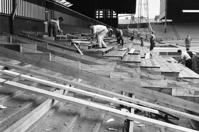 Ken Phillips said: "Saturday morning football for Grange Park, then Roker Park on match days." Pictured here, work underway at the ground in 1966.