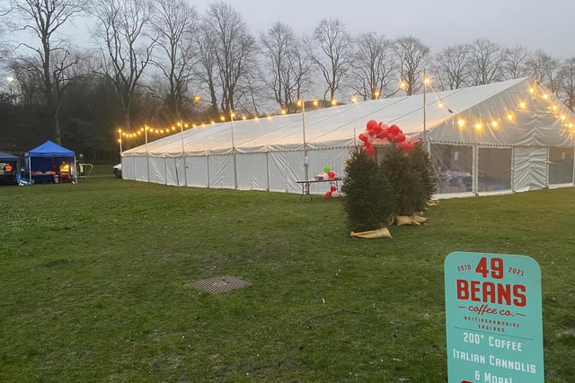 This giant, heated and seated marquee housed most of the action at Mansfield's Winter Festival. Among the food vendors outside were 49 Beans, serving hot drinks and tasty treats.