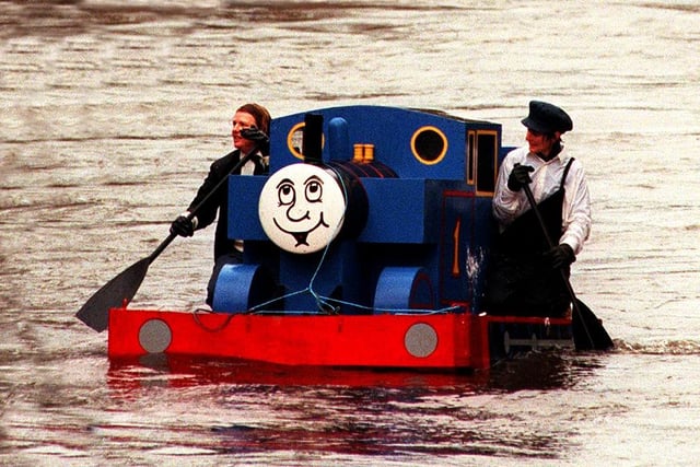 Thomas the Tank engine raft taking on the 1997 raft race