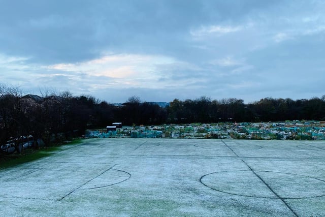 Conditions were far from perfect on this football pitch in Trinity, Edinburgh.