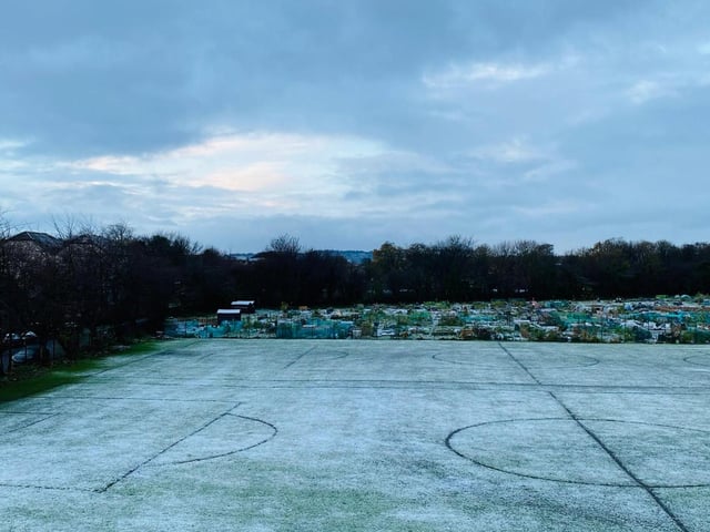Conditions were far from perfect on this football pitch in Trinity, Edinburgh.