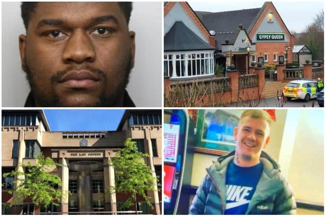 Bovic Mupolo (top left) has been jailed for life for murdering Sheffield dad Macaulay Byrne, (bottom right) on Boxing Day 2021, after violence flared at the Gypsy Queen pub in Beighton