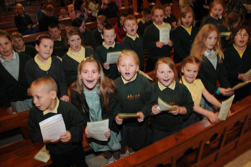 Children from Hudson Road Primary School sang out at a service in St. Ignatius Church, Hendon in this 2012 scene. Recognise them?