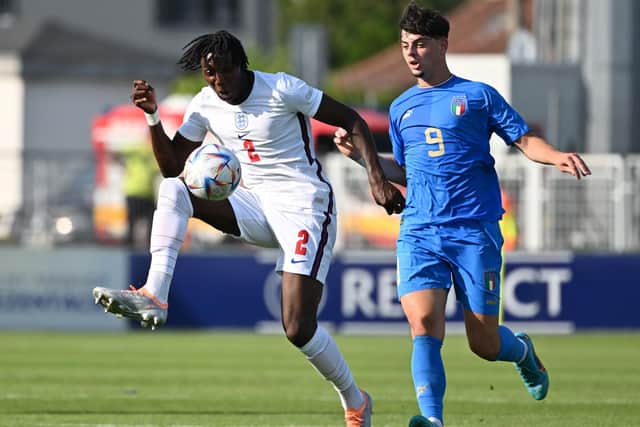 Rotherham United defender Brooke Norton-Cuffy has been called up into the England U20 squad but is currently carryig an injury (Photo by JOE KLAMAR/AFP via Getty Images)