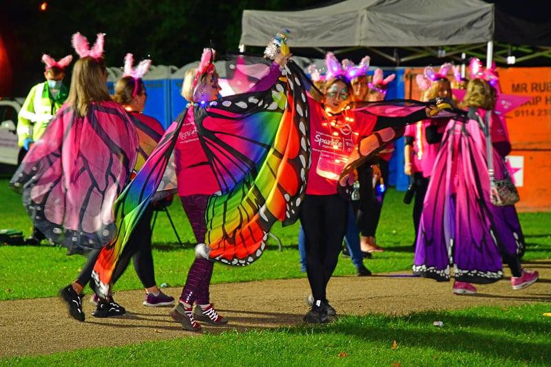 Colourful crew in butterfly wings on the Sparkle Walk.