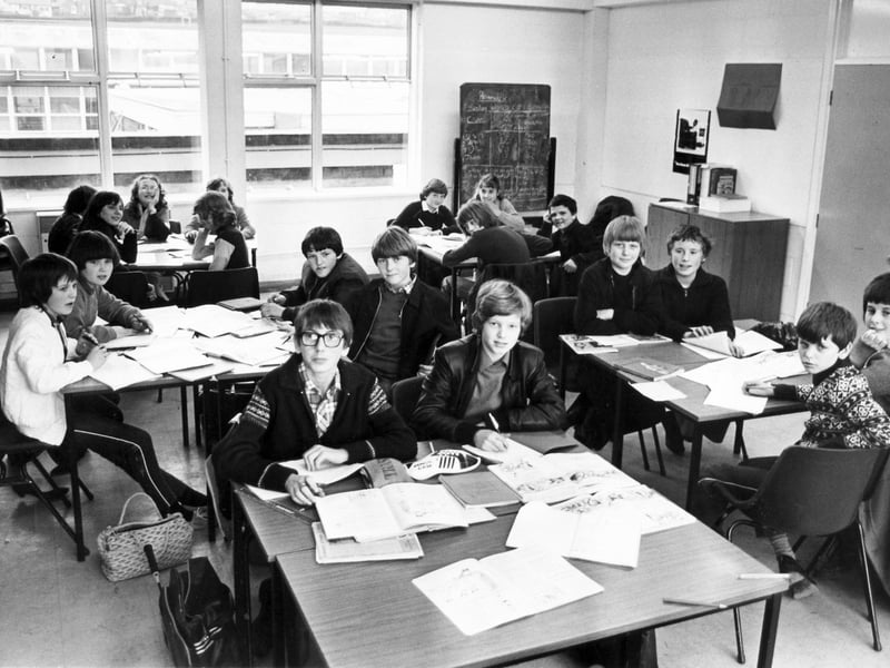 Busy in the classroom at Yewlands School, Grenoside, in 1981