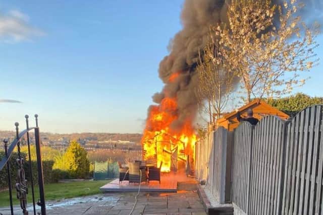 A fire tears through Natalie Ullyatt's garden shed in Chapeltown, Sheffield