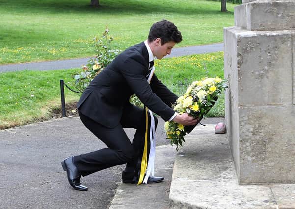 Melrosian Elect, Douglas Crawford, lays the wreath at the war memorial.