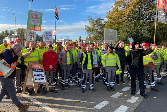 The Sheffield bin strike has been called off. Pictured is the strikers' rally earlier this month