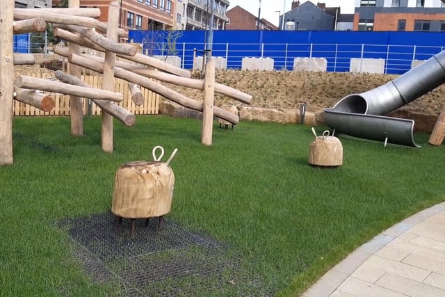 Play equipment in Pound's Park, Rockingham Street, Sheffield, due to open on Monday.