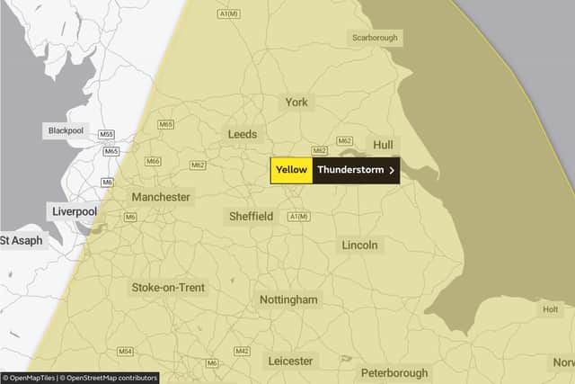 The Met office has issued a Yellow warning for thunderstorms from Wednesday June 16 to Saturday June 19.