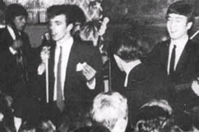 Peter Stringfellow introducing The Beatles at the Azena Ballroom, Gleadless. Picture: Steve Bush 