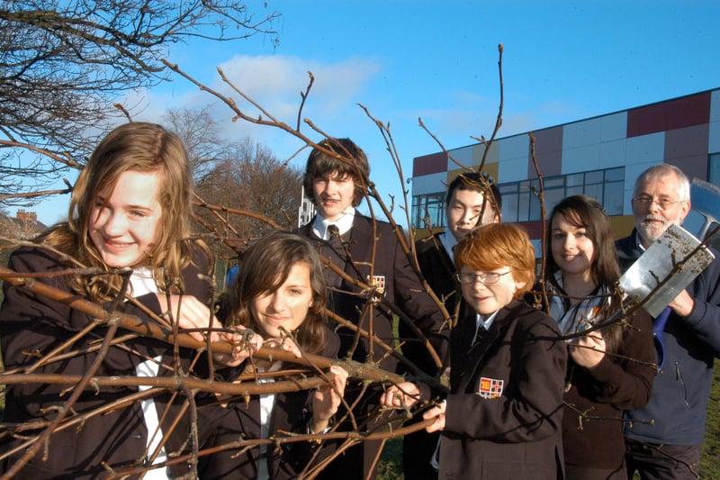 A 2010 scene at Durham Johnston School where tree planting was on the timetable funded by the Durham Action Partnership. Taking part were Anna McLaurin, Laura Wright, Liam Davies, Derek Yan, Cameron Bain, Beth Lloyd and Coun Nigel Martin.