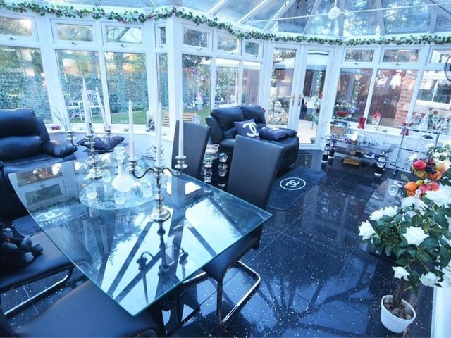 The conservatory is so big  you could even use it as a dining area if you wished. It is a part-brick and part uPVC construction, providing plenty of space for a range of uses. Like the kitchen, it boasts speckled tile flooring, while French doors lead out into the garden.