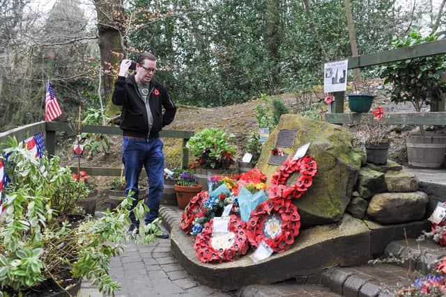 Ian Lonnia at the Mi Amigo memorial in Sheffield's Endcliffe Park