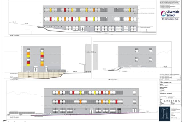 Architect's plans showing what the new classroom block at Silverdale Shool, Sheffield will look like