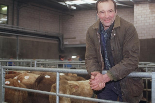 Bakewell farmers at the livestock market Bakewell.  David Rowarth who owns a farm in the Hope Valley pictured in 2000